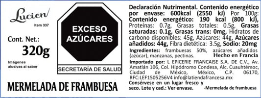 Mermelada de frambuesa Lucien Georgelin, 320G