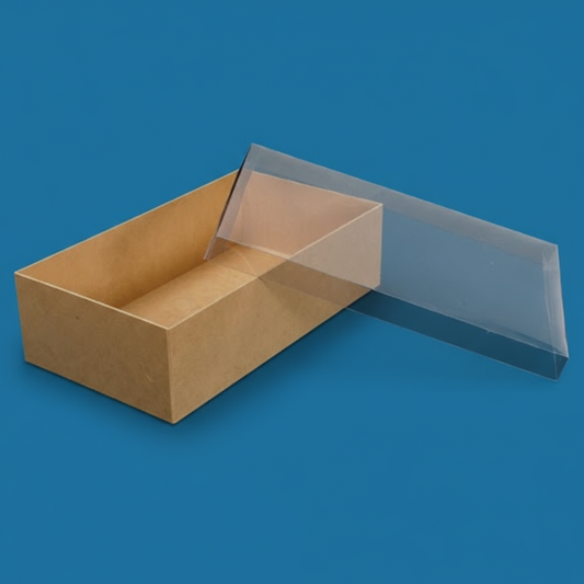 Caja de madera con tapa transparente grande