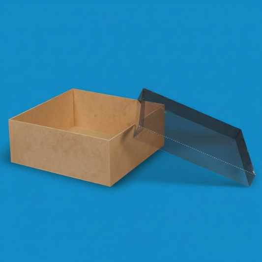 Caja de madera con tapa transparente chica