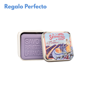 Jabón Savonnerie de Nyons en caja metálica Provenza - Lavanda y aceite Jabón Savonnerie de Nyons en caja metálica Provenza - Lavanda y aceite