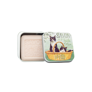 Jabón Savonnerie de Nyons en caja metálica Gatitos - Gatos blancos y negros Jabón Savonnerie de Nyons en caja metálica Gatitos - Gatos blancos y negros