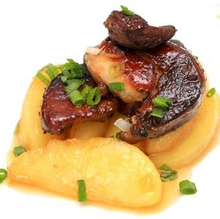 Foie gras poêlé con manzanas