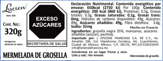 Mermelada de cassis Lucien Georgelin, 320G
