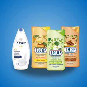 Combo: 3 champus Dop & 1 crema de ducha Dove